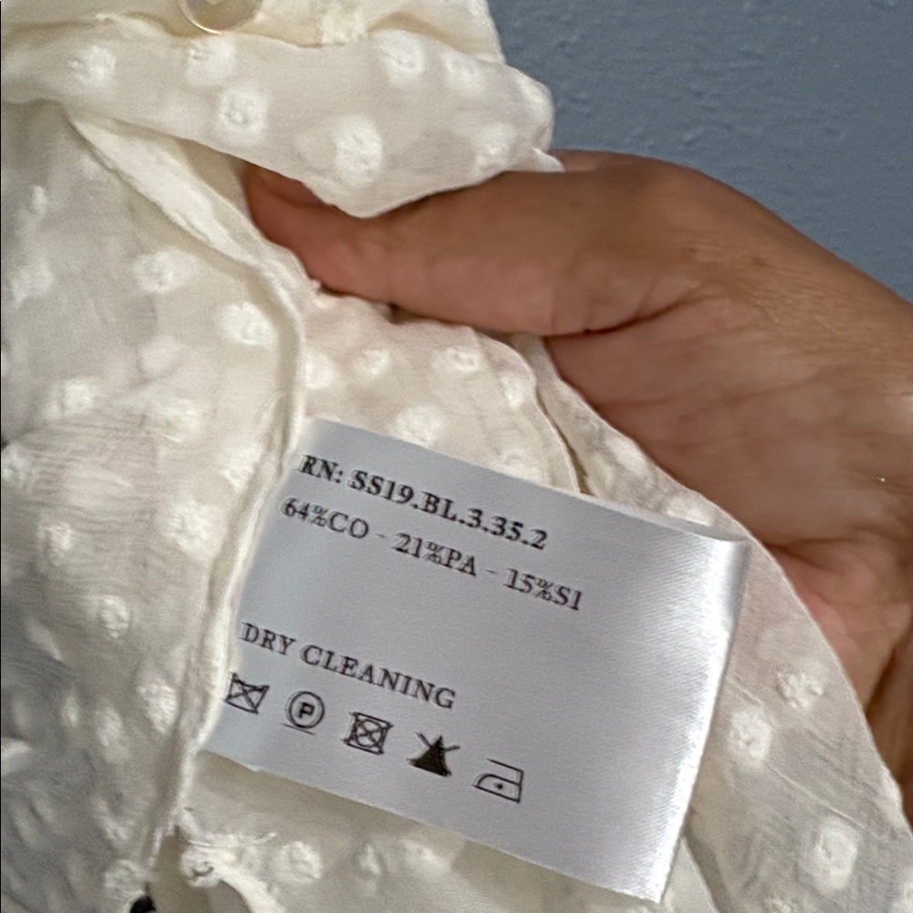 Carmen March Cream Sheer Polka Dot Blouse - Picture 4 of 5